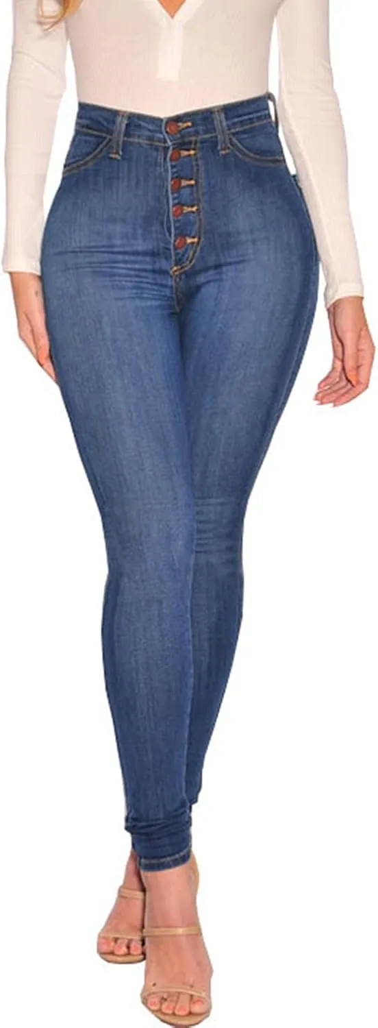 KUNMI Womens Curvy High Waist Stretch Butt Lifting Skinny Colombian Jeans