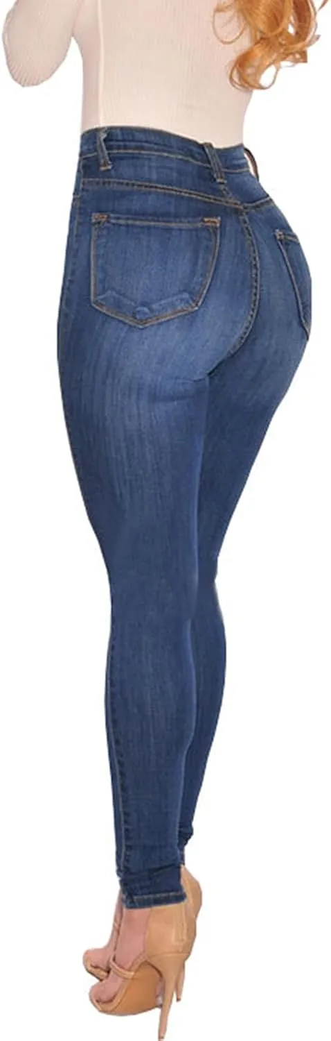 KUNMI Womens Curvy High Waist Stretch Butt Lifting Skinny Colombian Jeans