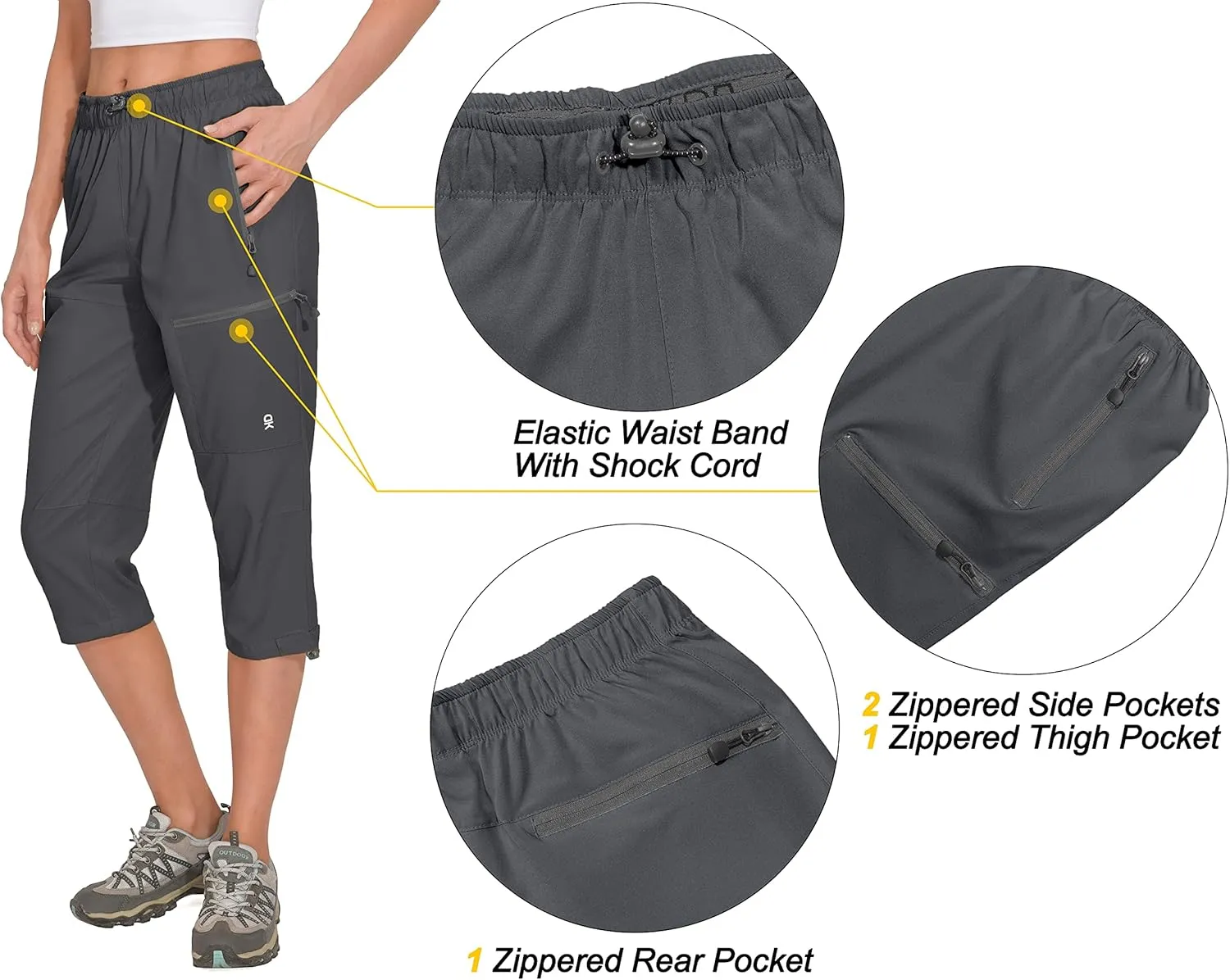 Little Donkey Andy Women's Quick Dry 3/4 Pants Capri Shorts Lightweight Hiking Travel Casual