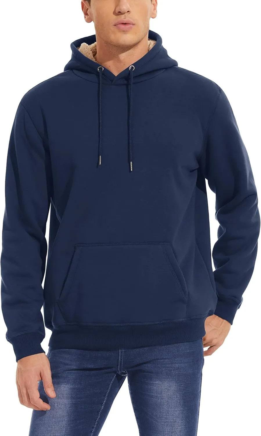 MAGCOMSEN Men's Heavy Hoodie Sherpa Fleece Lined Pullover Thick Winter Hooded Sweatshirt