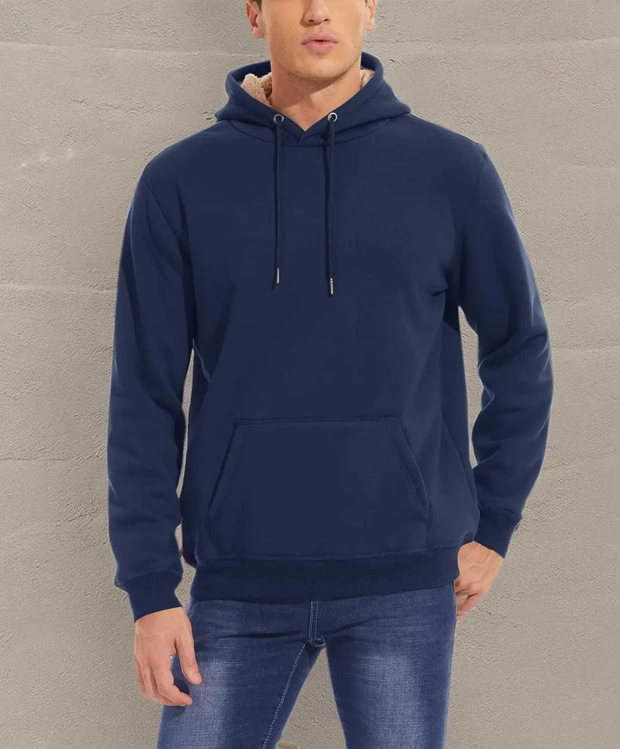 MAGCOMSEN Men's Heavy Hoodie Sherpa Fleece Lined Pullover Thick Winter Hooded Sweatshirt