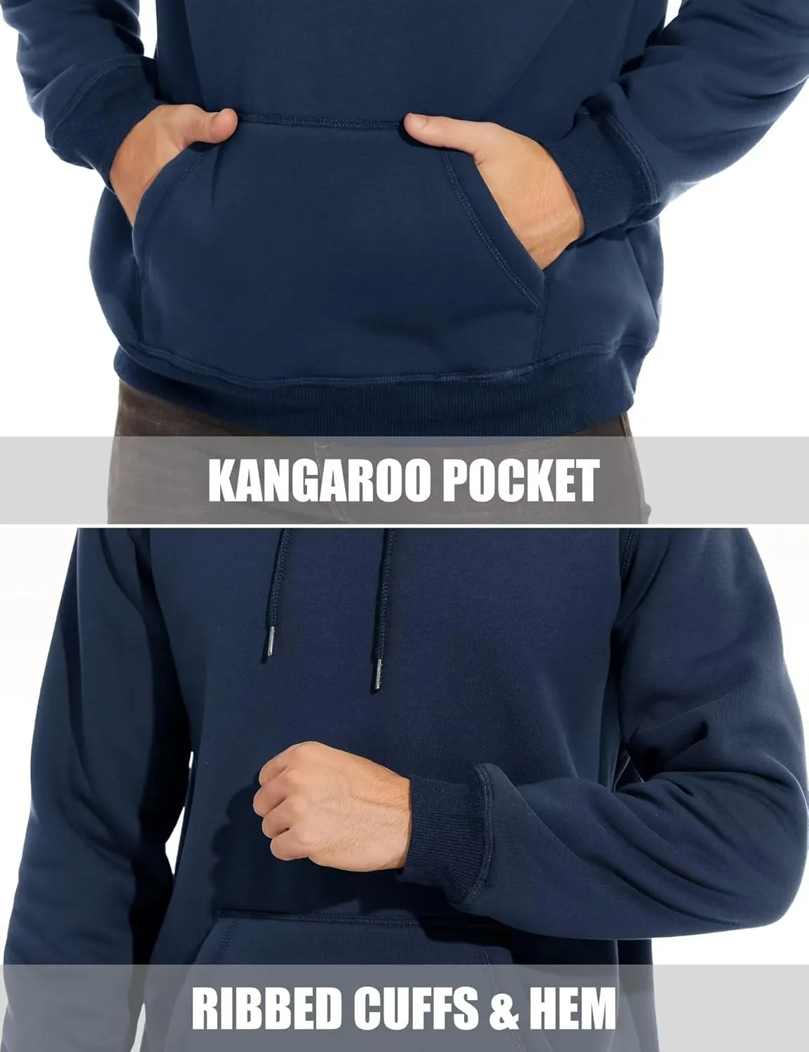 MAGCOMSEN Men's Heavy Hoodie Sherpa Fleece Lined Pullover Thick Winter Hooded Sweatshirt