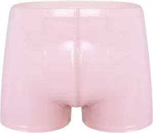 Mens Latex Faux Leather Boxer Shorts Shiny Metallic Briefs Bulge Pouch Hot Pants Swim Trunks