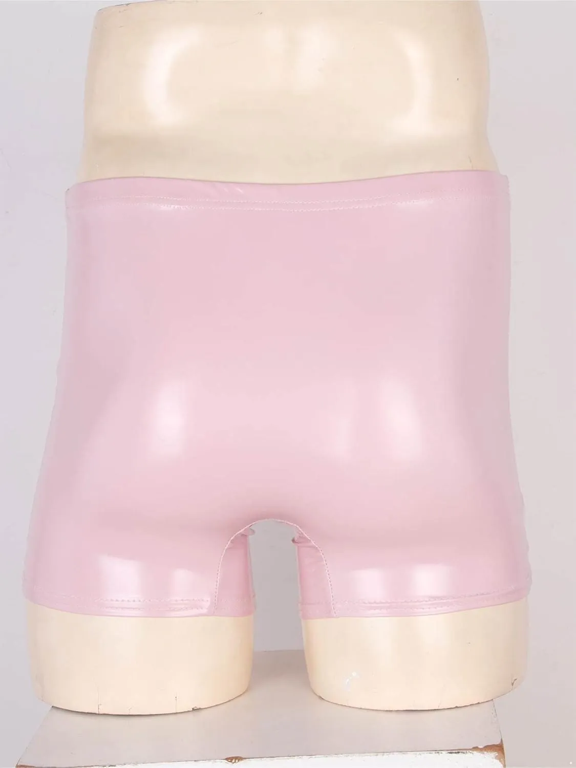 Mens Latex Faux Leather Boxer Shorts Shiny Metallic Briefs Bulge Pouch Hot Pants Swim Trunks