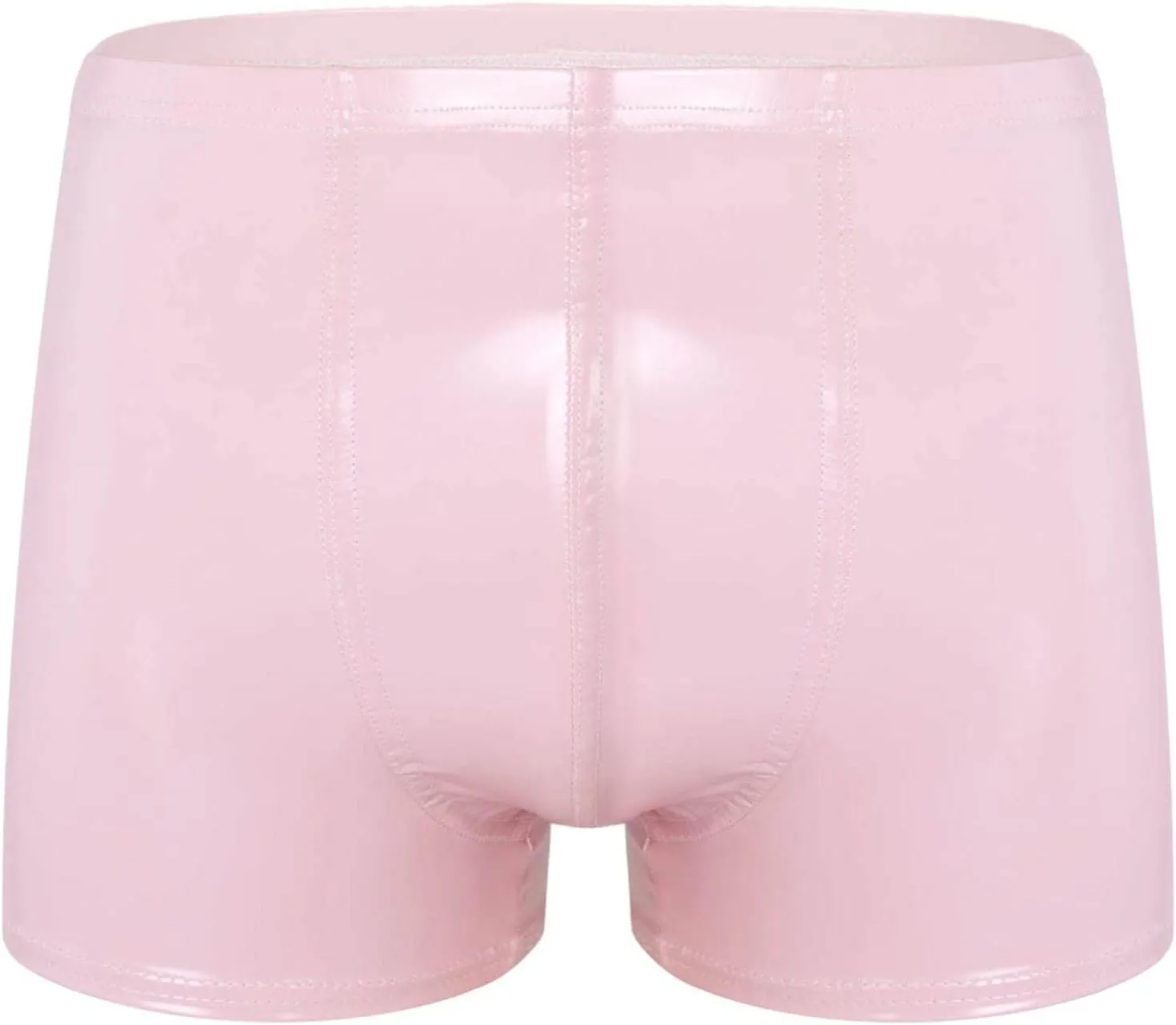 Mens Latex Faux Leather Boxer Shorts Shiny Metallic Briefs Bulge Pouch Hot Pants Swim Trunks