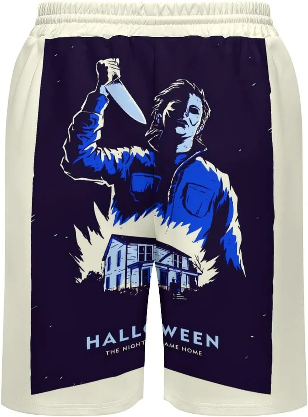 Men's Short Sweatpants Halloween Michael Myers Beachwear Hawaiian Short Pants Swimsuits Beach Shorts with Pockets