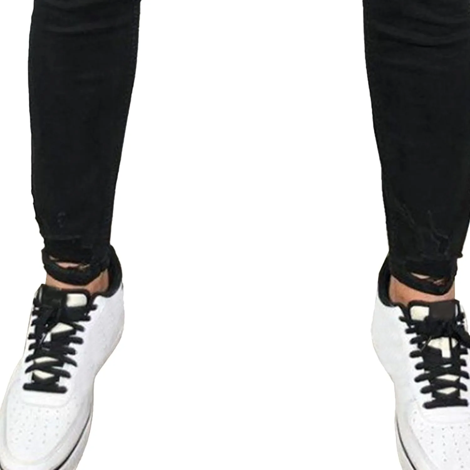 Men's Slim-fit Ripped Denim Pants Classic Casual Biker Jeans Pants Distressed Destroyed Trousers