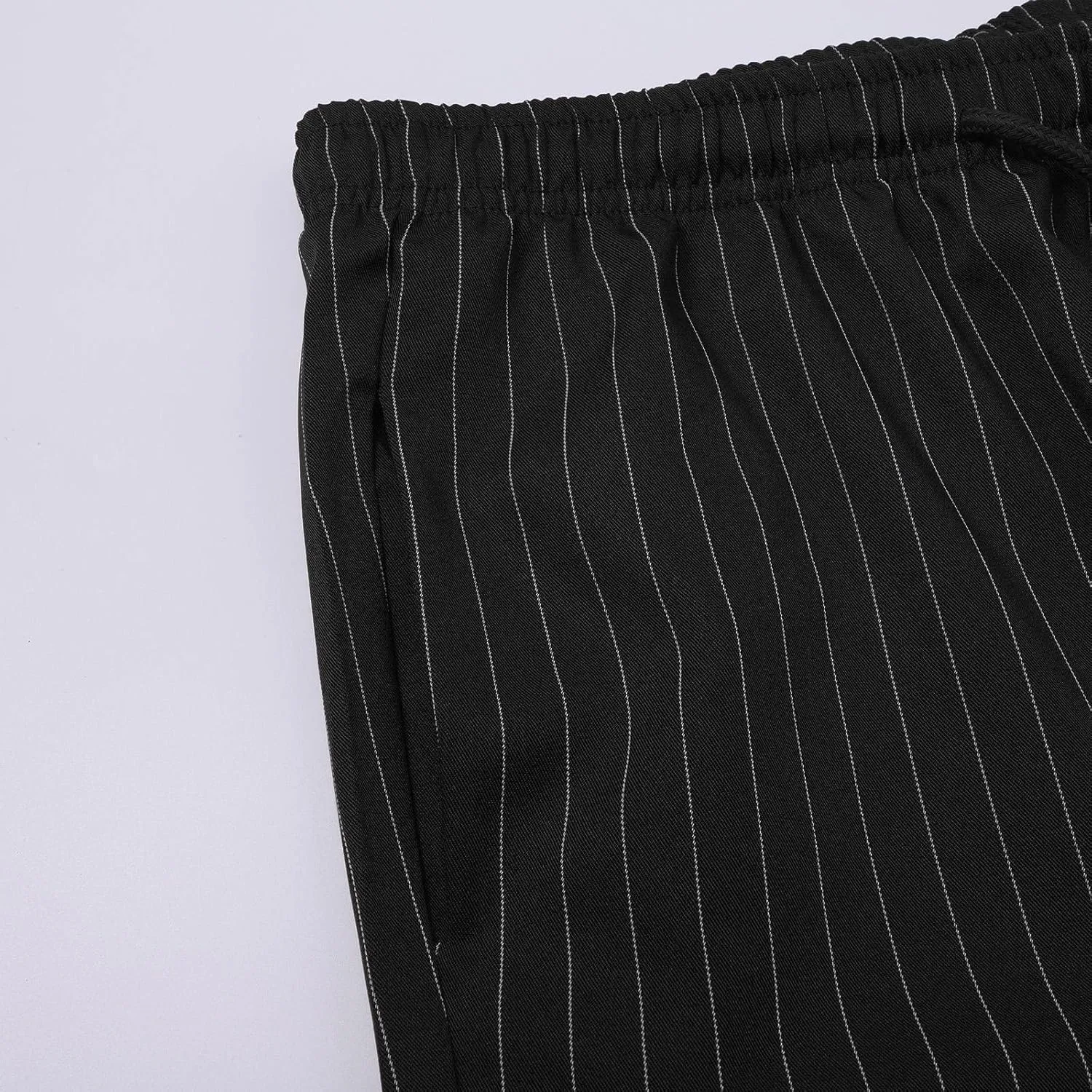 Mens Slim Fit Striped Casual Pants Casual Elastic Waist Drawstring Pencil Pants Skinny Stretchy Chino Trousers for Work