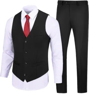 Men's Suit 2 Pieces Slim Fit Dress Vest and Pants Set Prom Suits for Mens Formal Wedding Party Tuxedo