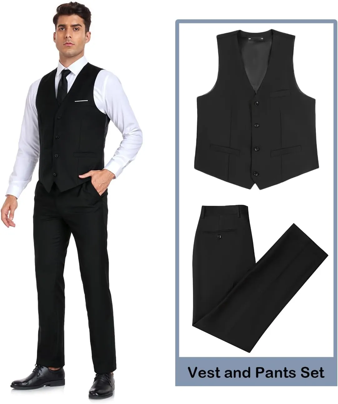 Men's Suit 2 Pieces Slim Fit Dress Vest and Pants Set Prom Suits for Mens Formal Wedding Party Tuxedo