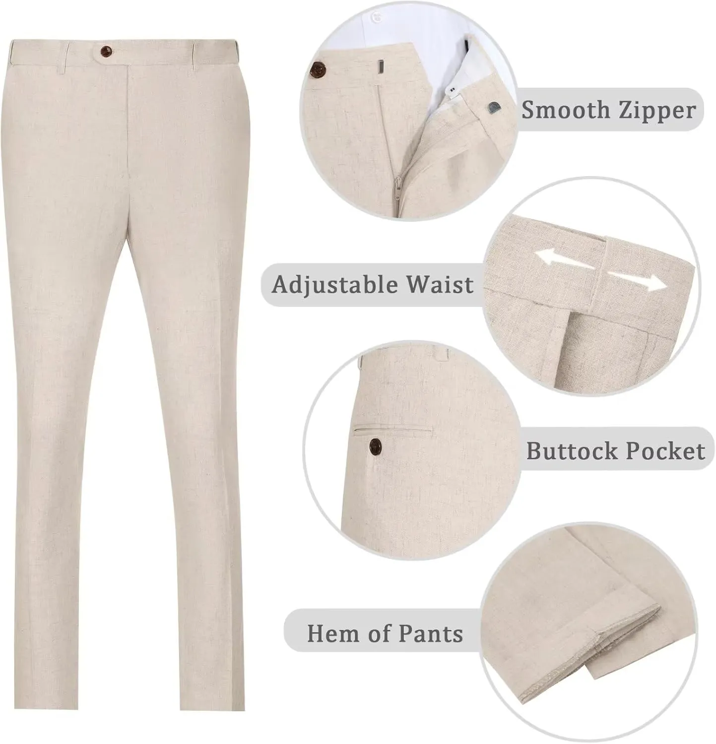 Men's Suit 3 Piece Linen Suits Slim Fit Suit Blazer Vest Pants Set Wedding Prom Tuxedos Business Casual Suit