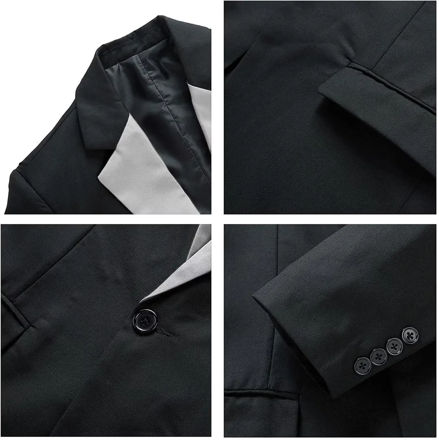 Mens Suit Formal 3 Piece Tuxedo Slim Fit Set Jacket Blazer Vest Pants for Groomsmen Wedding Prom Party