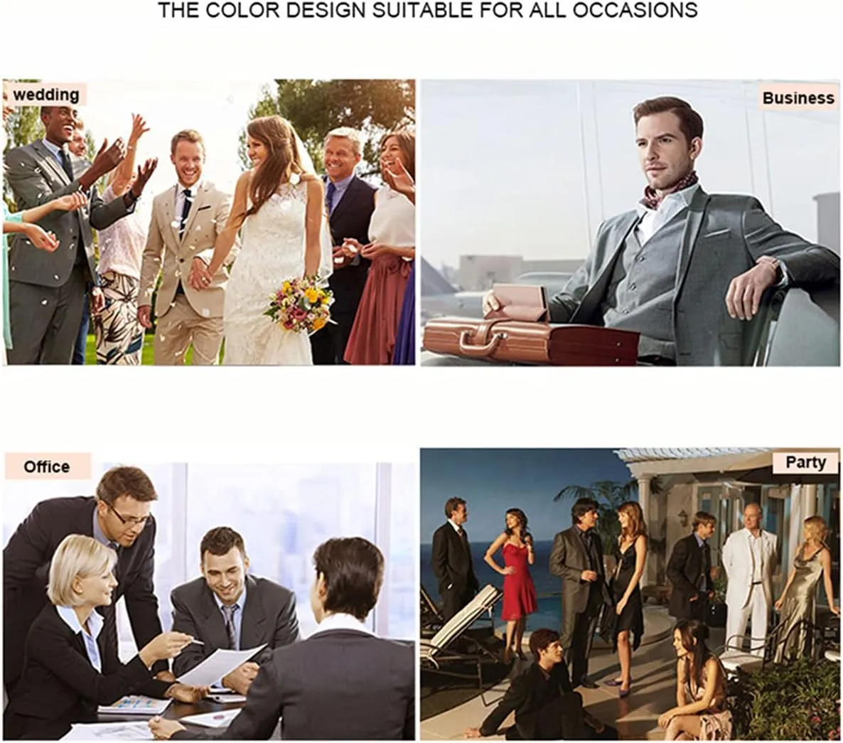 Men's Suits 3 Piece Slim Fit Suit Set,Two Button Wedding Business Tuxedo Solid Blazer Jacket Vest Pants with Tie