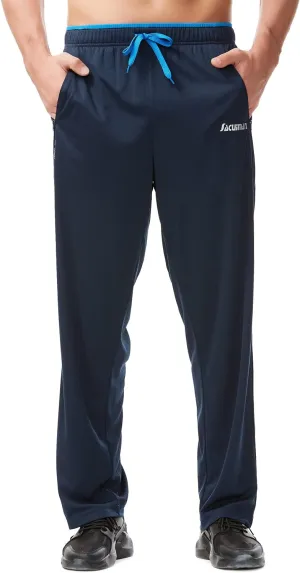 Mens Sweatpants with Zipper Pockets Open Bottom Athletic Pants for Workout,Running,Training,Jogging,Gym