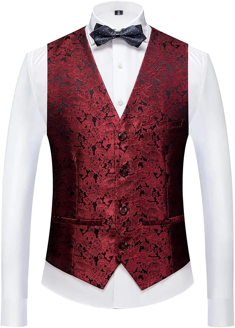 Mens Tuxedo Suits Slim Fit 3 Piece Formal Skinny Tuxedo Suit Set Shawl Lapel Paisley Suits Men for Wedding Prom