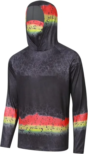 Men's UPF50  Sun Protection Hoodie Shirt Fashion Loose Long Sleeve Rash Guard Casual Fishing Shirt with Mask Quick Dry