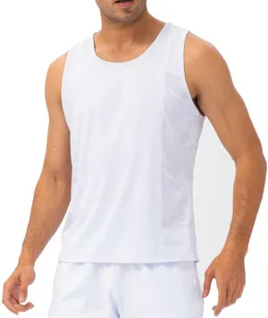Men's Workout Tank Tops for Spring and Summer, Breathable Quick Dry Loose T-Shirts, Outdoor Running Training Fitness Vests White