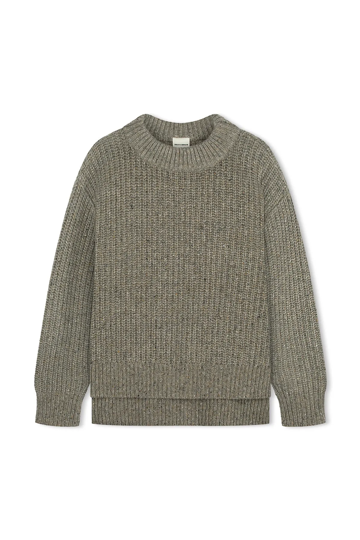 Merino Wool Blend Knit Jumper // Olive