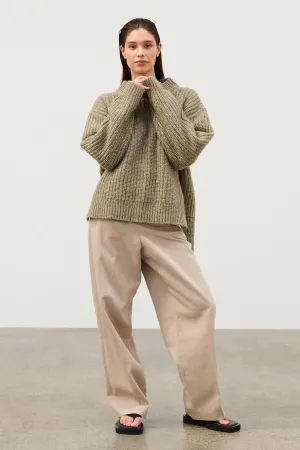 Merino Wool Blend Knit Jumper // Olive