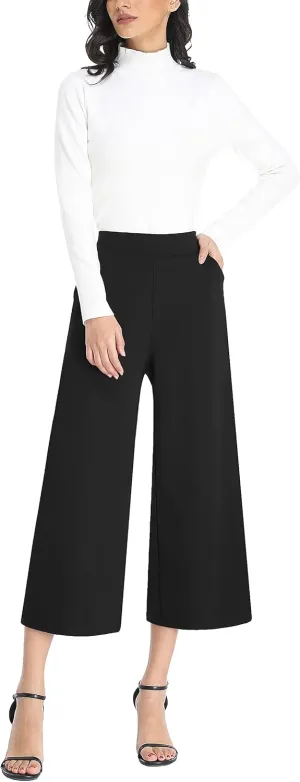 MISS MOLY Wide Leg Pants for Women Business Casual Crop Palazo Dress Pants Capris