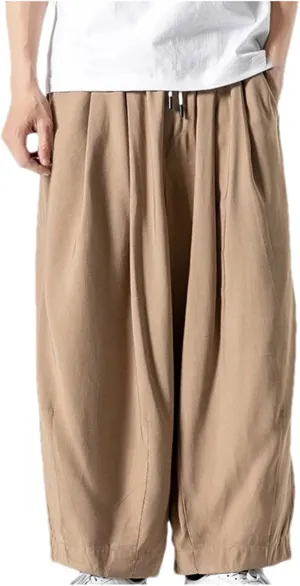 Mnjyihy Mens Harem Pants Casual Cotton Jogging Pants Solid Color Elastic Waist Drawstring Sweatpants Trousers