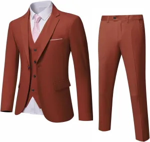 MrSure Mens 3 Piece Suit Blazer, Slim Fit Tux with One Button, Jacket Vest Pants & Tie Set for Party, Wedding and Business