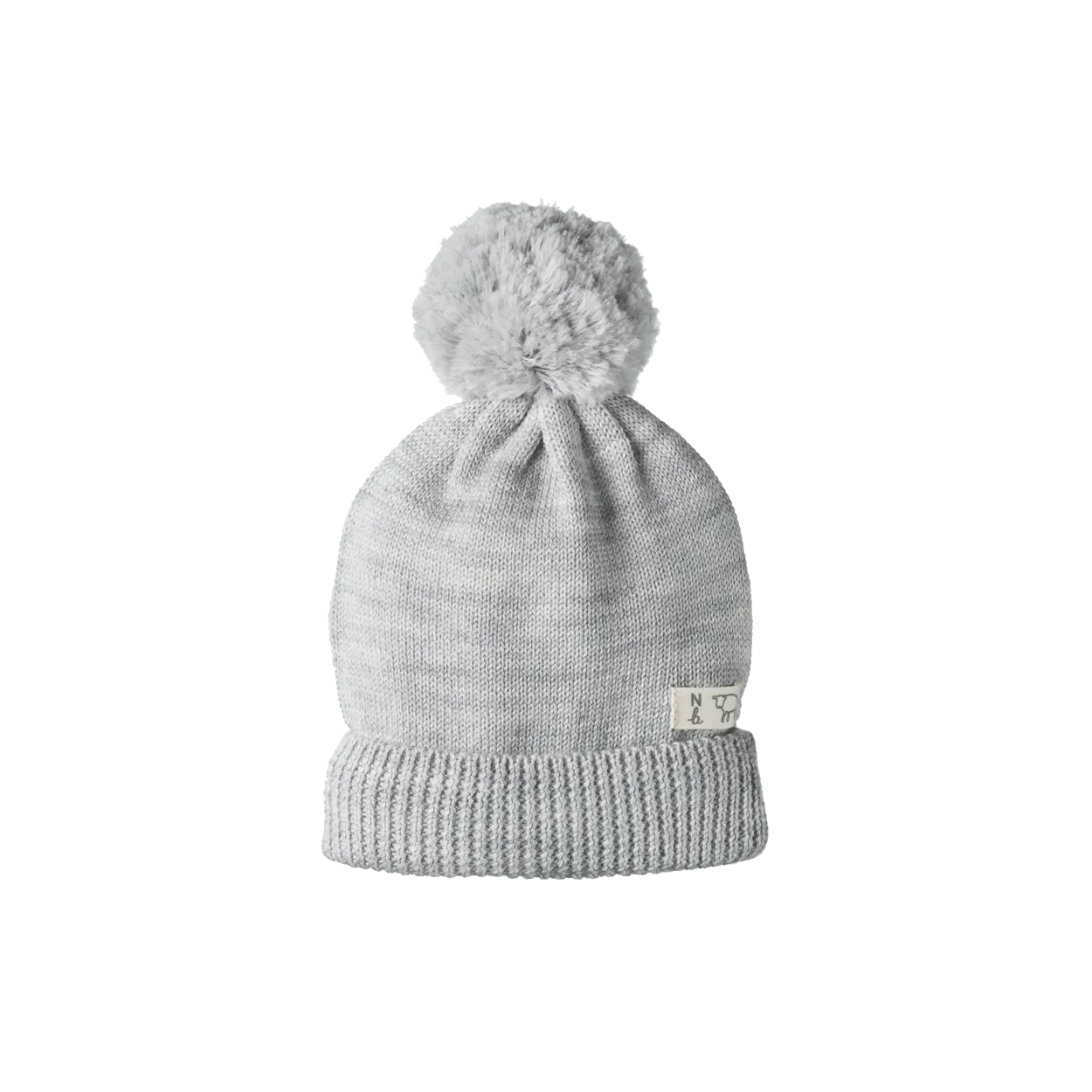 Nature Baby Alpine Pom Pom Beanie - Light Grey Marl