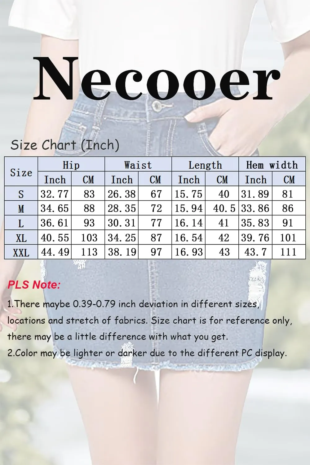 Necooer Womens Denim Skirt Mini Casual Distressed Short Skirt Washed Frayed Stretchy Pencil Jean Skirts with Pocket