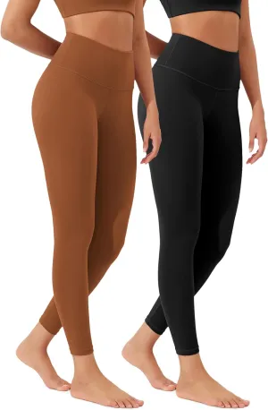 ODODOS Women's High Waist Workout Leggings 2-Pack Tummy Control Yoga Pants - 25" / 28" Inseam, ODLEX Fabric-Squat Proof