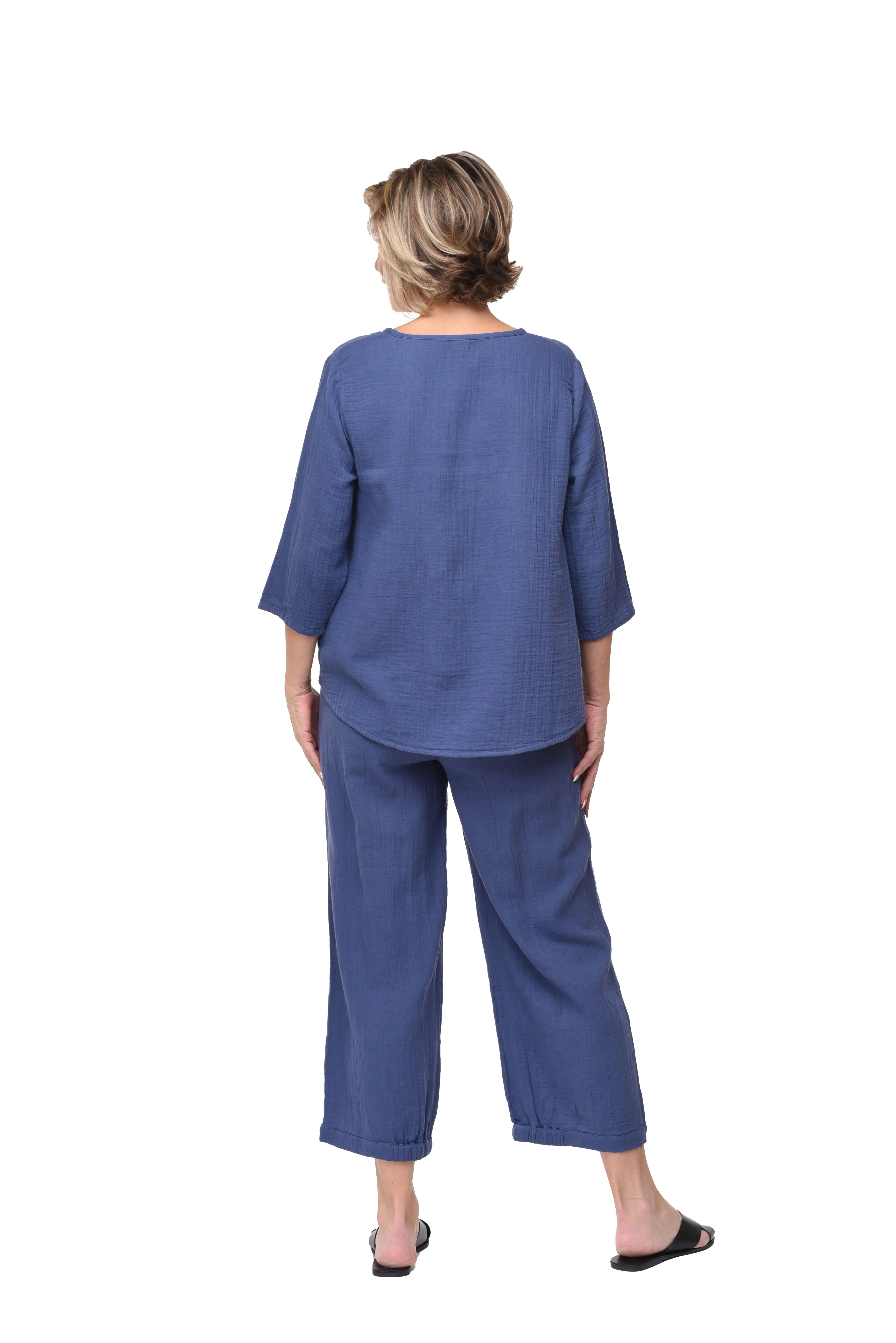 Olga Womens Top in Steel Blue