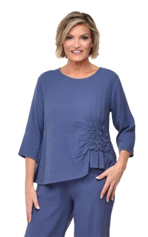 Olga Womens Top in Steel Blue
