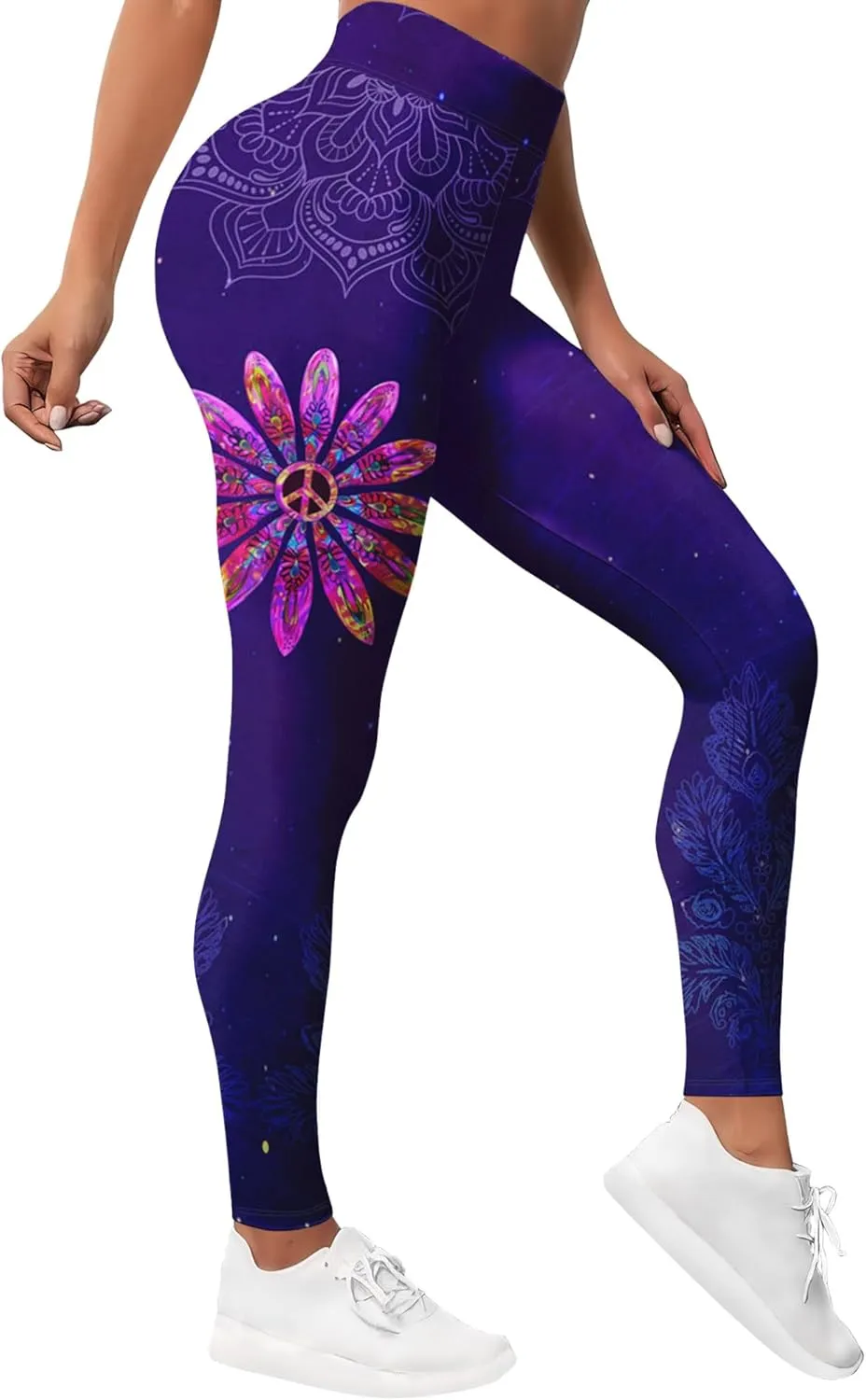 PAGYMO Leggings for Women Printed Funny Gym Womens Yoga Pants Hippie Legging Mandala Floral Pant, X-Large, Wlg-023444