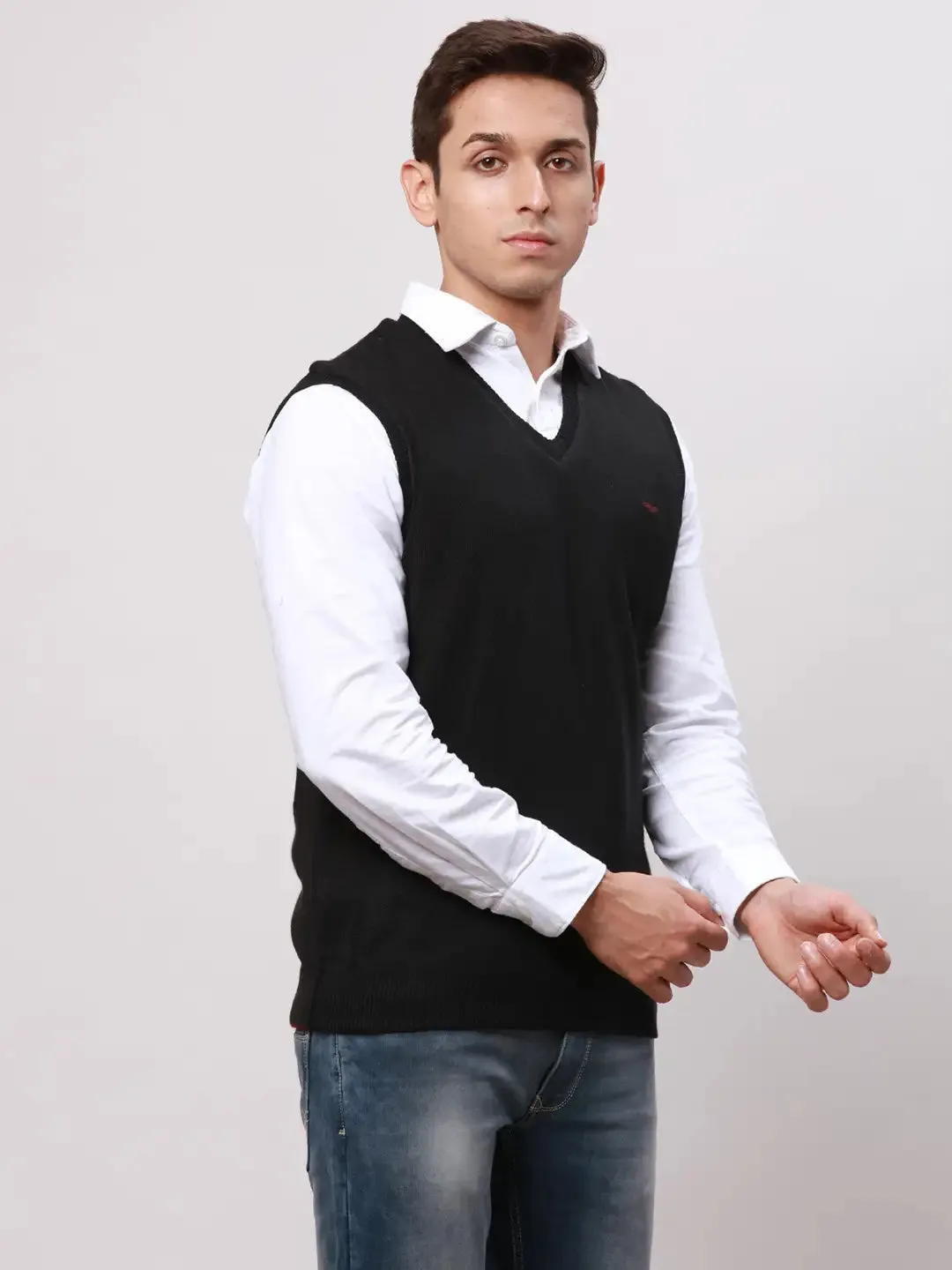 Park Avenue Men Black Regular Fit Solid Cotton Pullovers