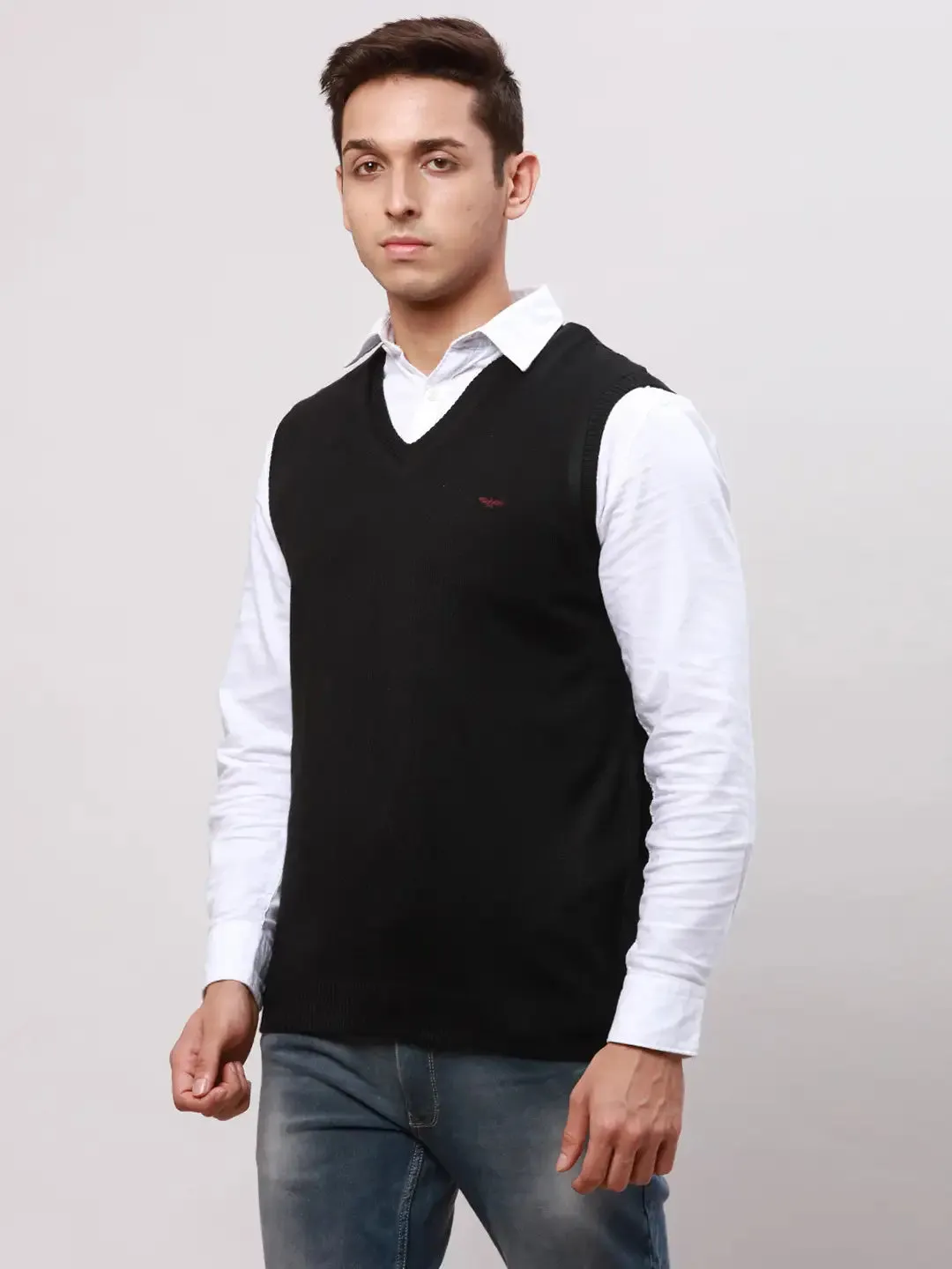 Park Avenue Men Black Regular Fit Solid Cotton Pullovers