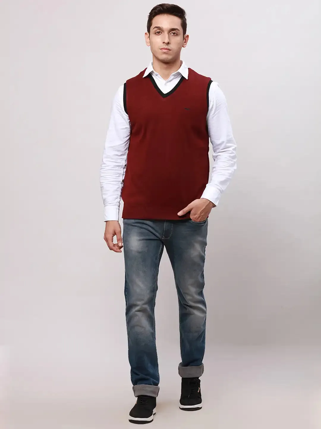 Park Avenue Men Black Regular Fit Solid Cotton Pullovers