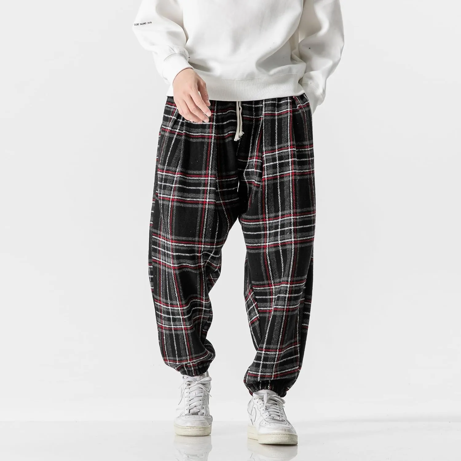 PRIJOUHE Men's Joggers Sweatpants Casual Wide Leg Jogger Pants Lightweight Sweat Pants with Pockets