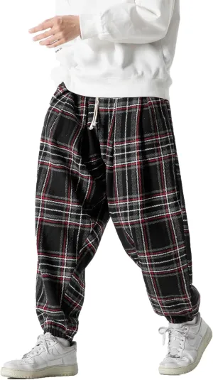 PRIJOUHE Men's Joggers Sweatpants Casual Wide Leg Jogger Pants Lightweight Sweat Pants with Pockets