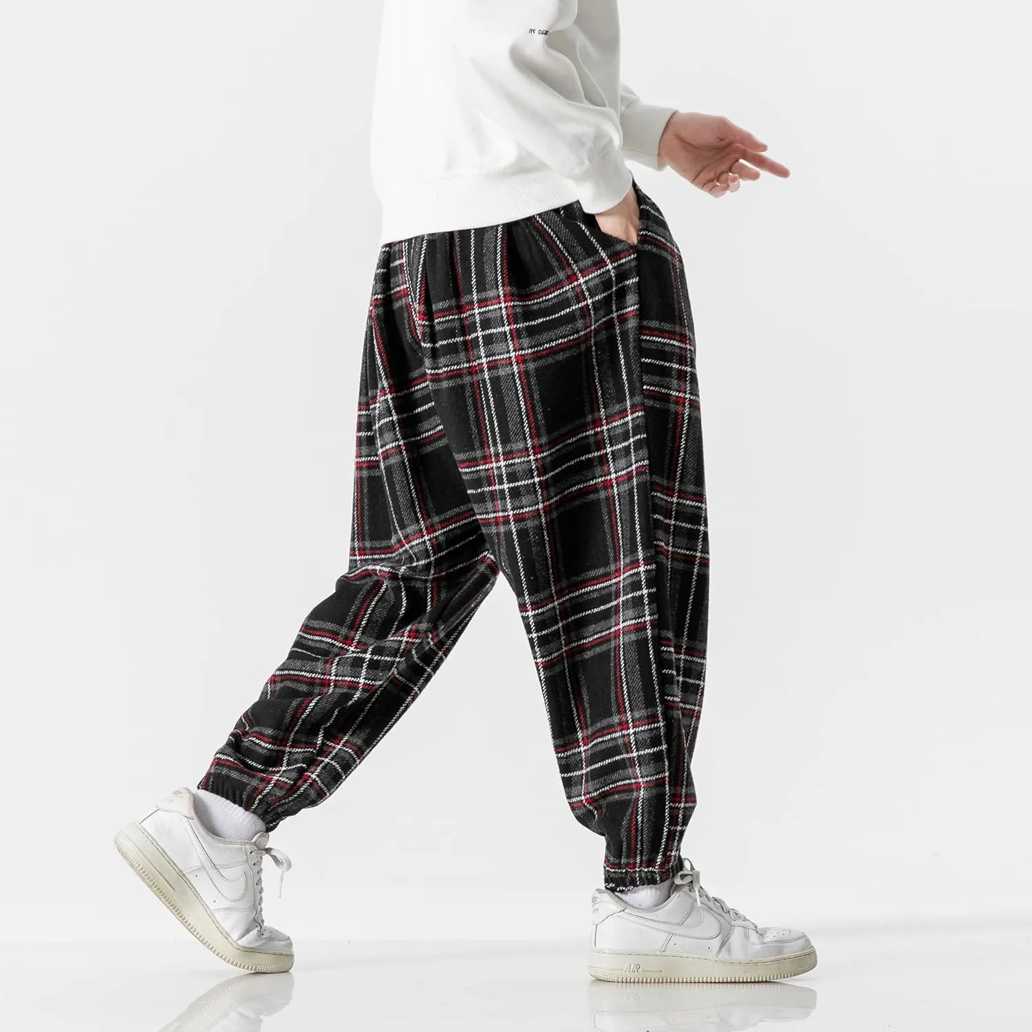 PRIJOUHE Men's Joggers Sweatpants Casual Wide Leg Jogger Pants Lightweight Sweat Pants with Pockets