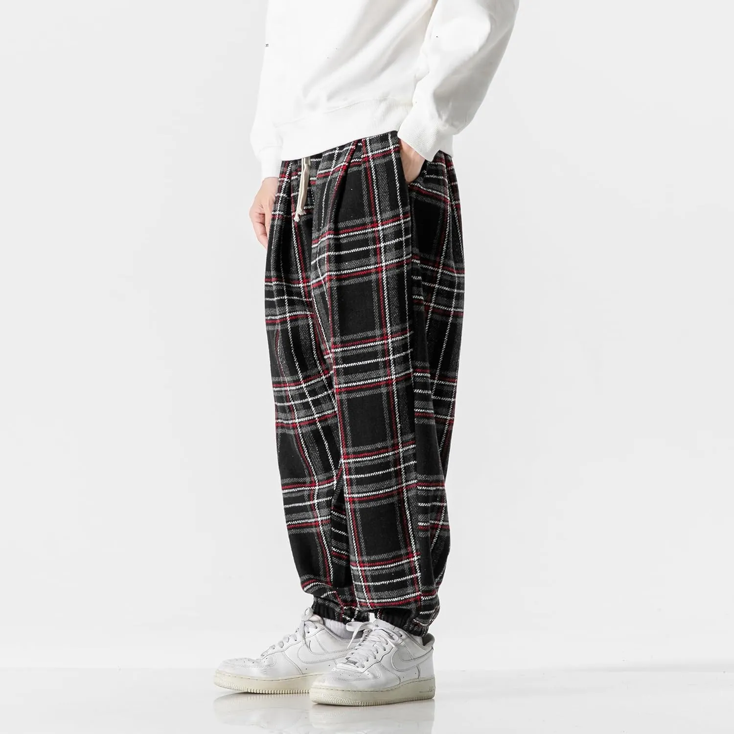 PRIJOUHE Men's Joggers Sweatpants Casual Wide Leg Jogger Pants Lightweight Sweat Pants with Pockets