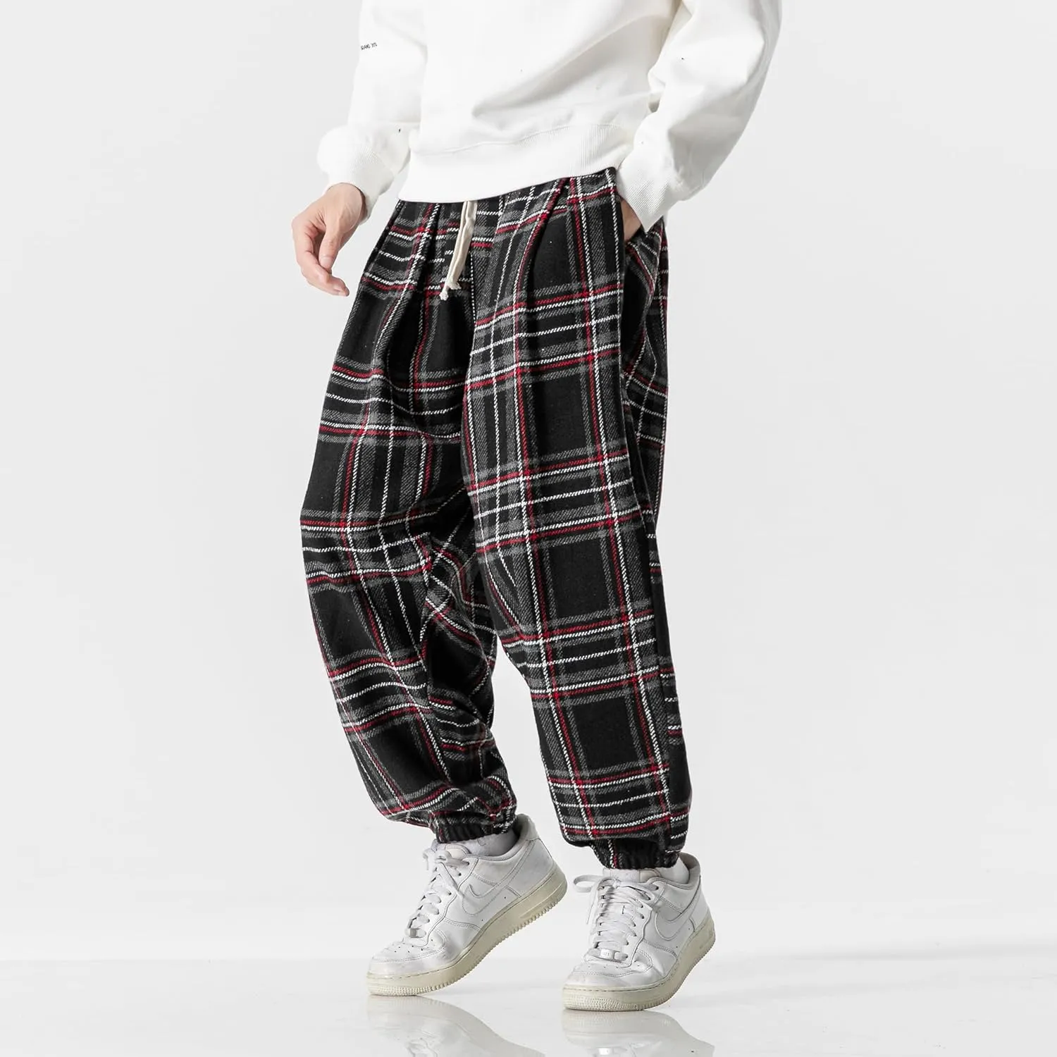 PRIJOUHE Men's Joggers Sweatpants Casual Wide Leg Jogger Pants Lightweight Sweat Pants with Pockets