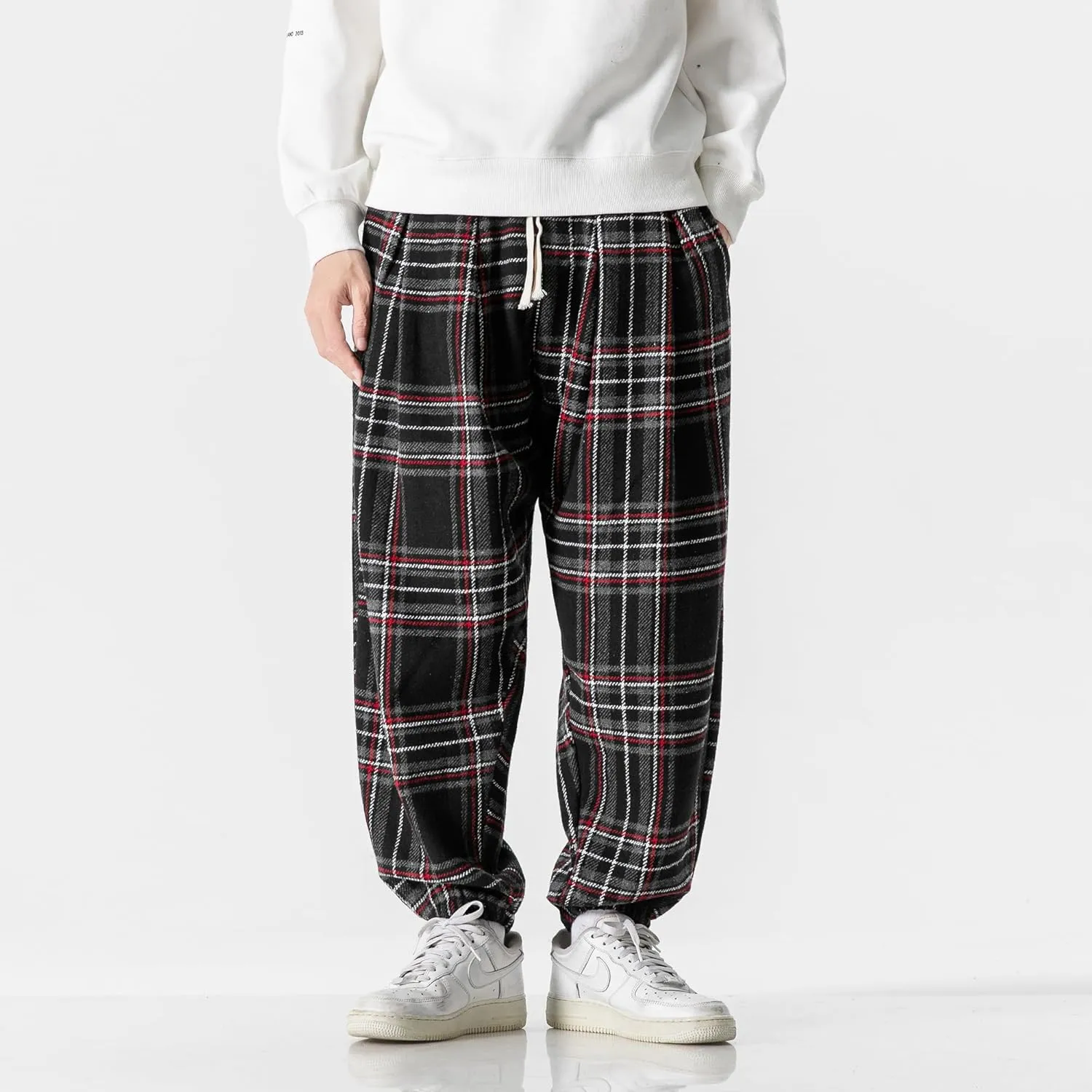 PRIJOUHE Men's Joggers Sweatpants Casual Wide Leg Jogger Pants Lightweight Sweat Pants with Pockets