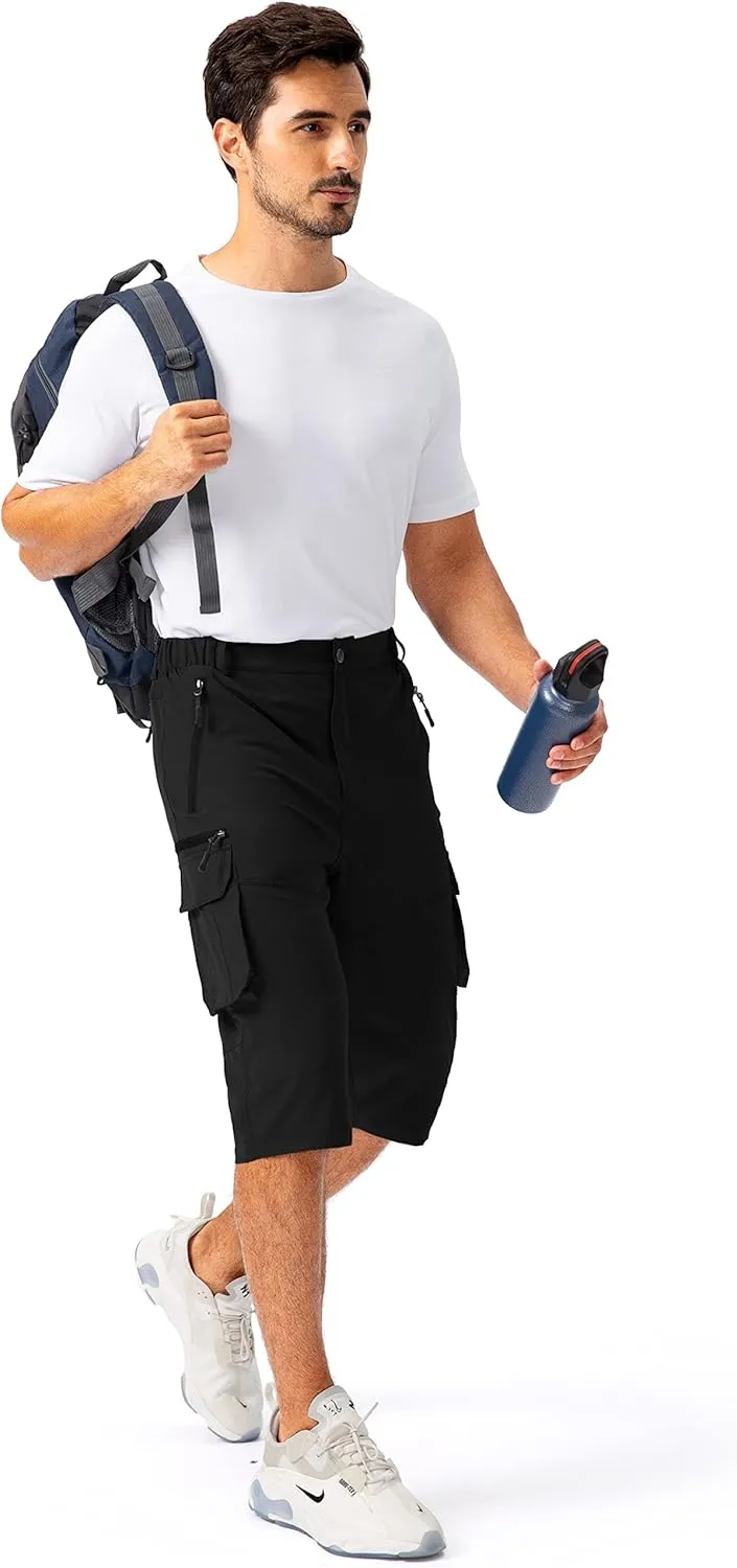 Pudolla Men's Capri Pants Quick Dry 3/4 Long Shorts with 6 Pockets for Fishing Golf Athletic Hiking