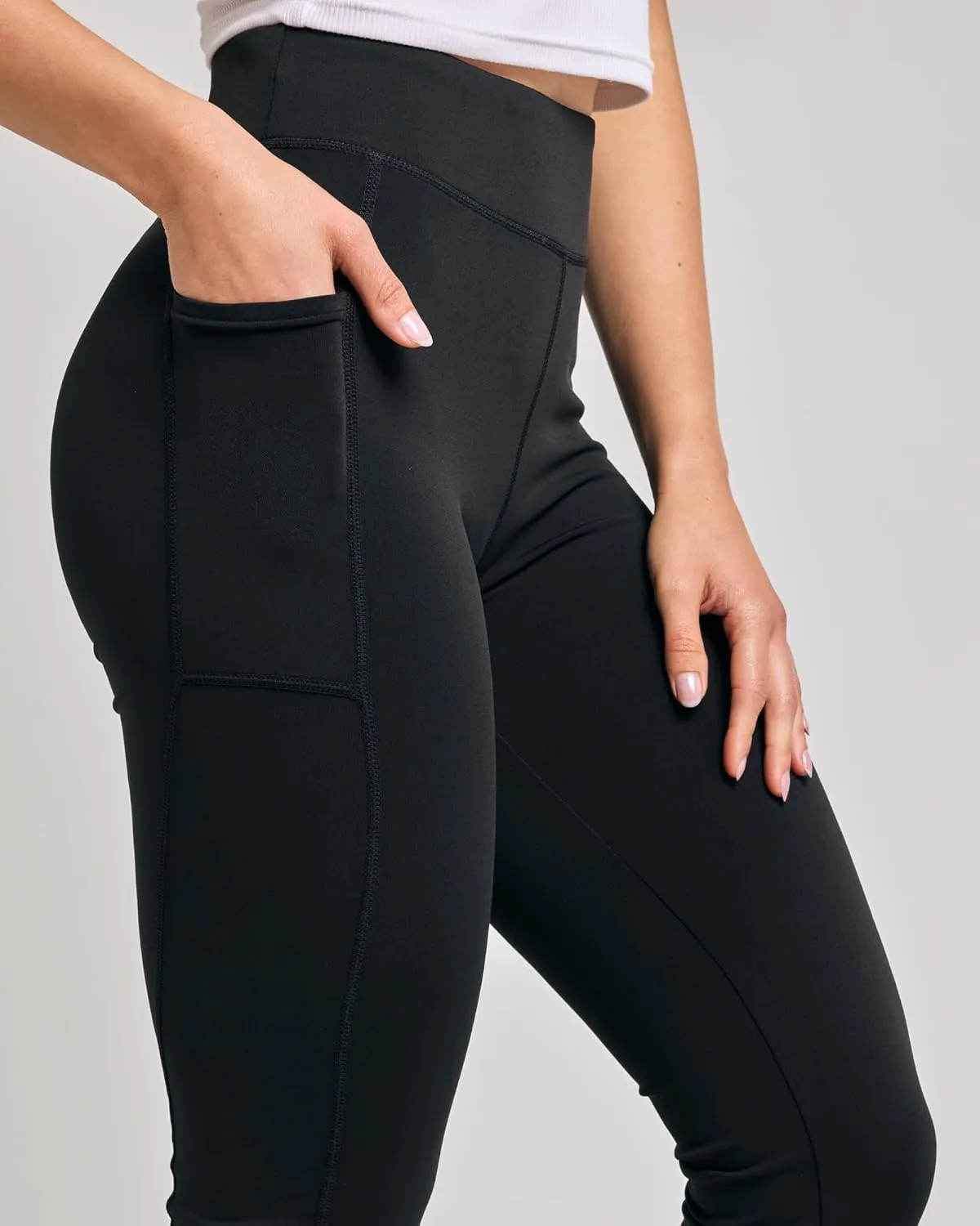 Real Essentials 4 Pack: Women's Capri Leggings with Pockets Casual Yoga Workout Exercise Pants (Available in Plus Size)