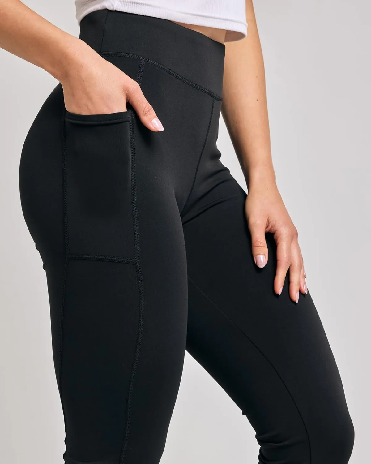 Real Essentials 4 Pack: Women's Capri Leggings with Pockets Casual Yoga Workout Exercise Pants (Available in Plus Size)