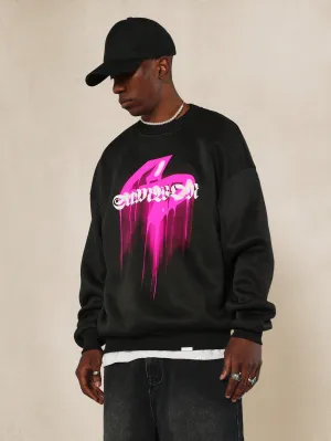Regular Fit Crew Neck Sweatshirt With Drip Graphic Print