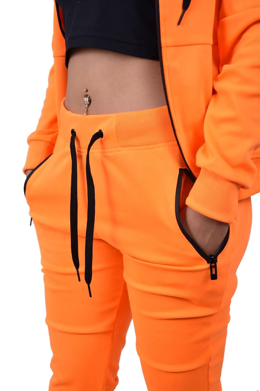 Riflessi Women's Athletic Sports Casual 2 Piece Solid Color Tracksuit Hoodie Jogger Pants Sweatsuit Set
