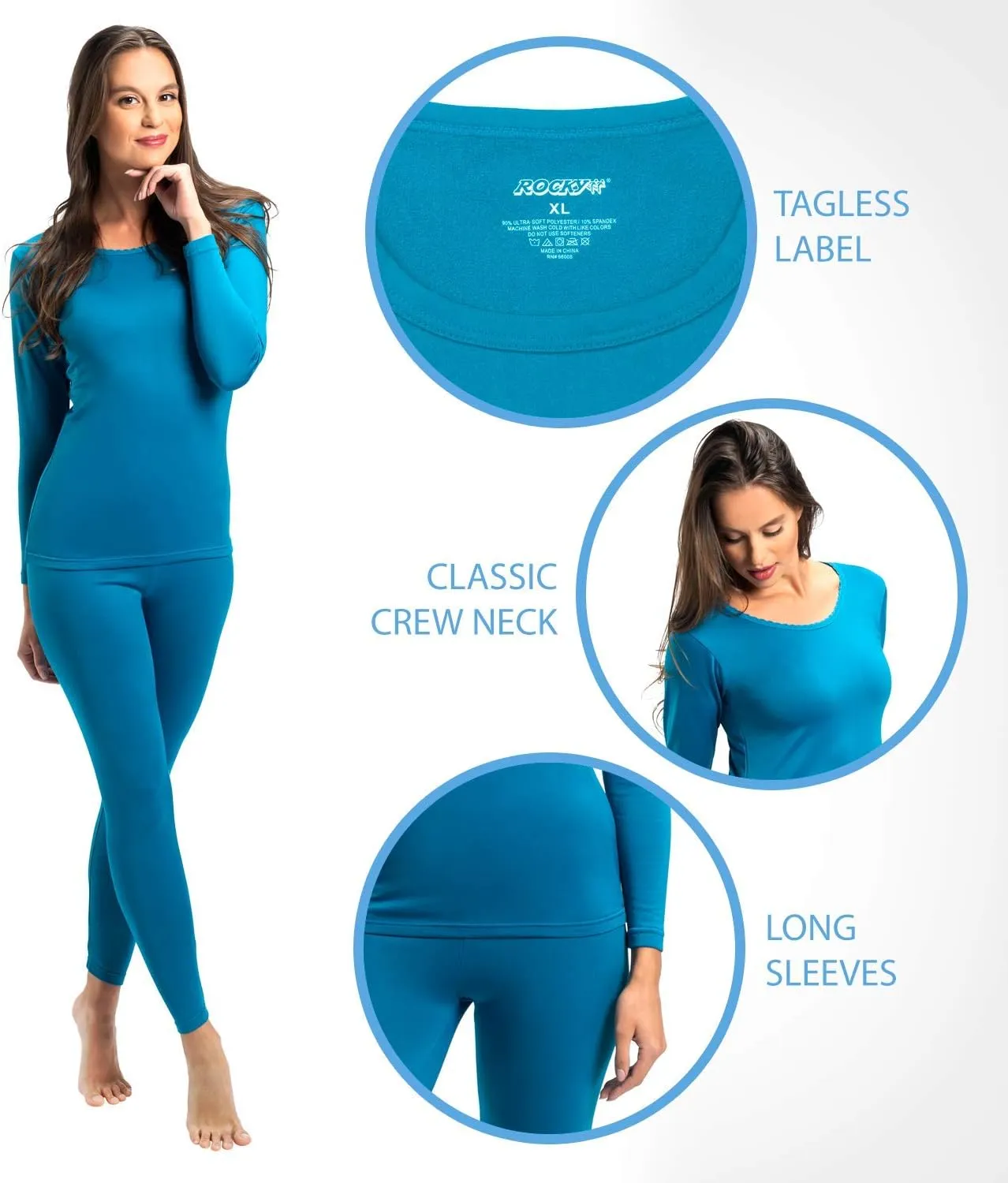 Rocky Thermal Underwear for Women Lightweight Cotton Knit Thermals Women's Base Layer Long John Set