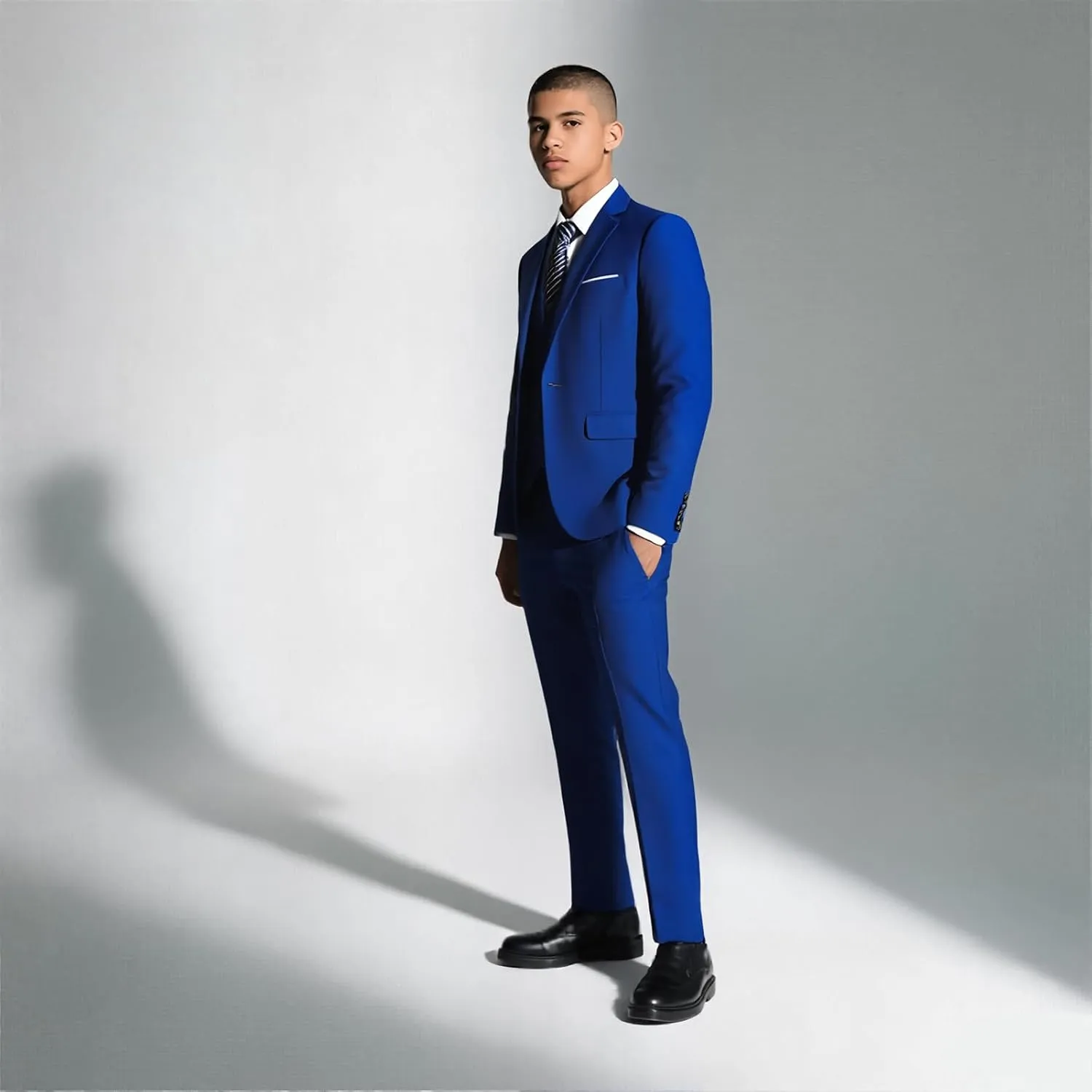 Rogers & Morris Suits for Men Slim fit 3 Piece Solid Essential One Button Suit Set Blazer with Pants and Vest