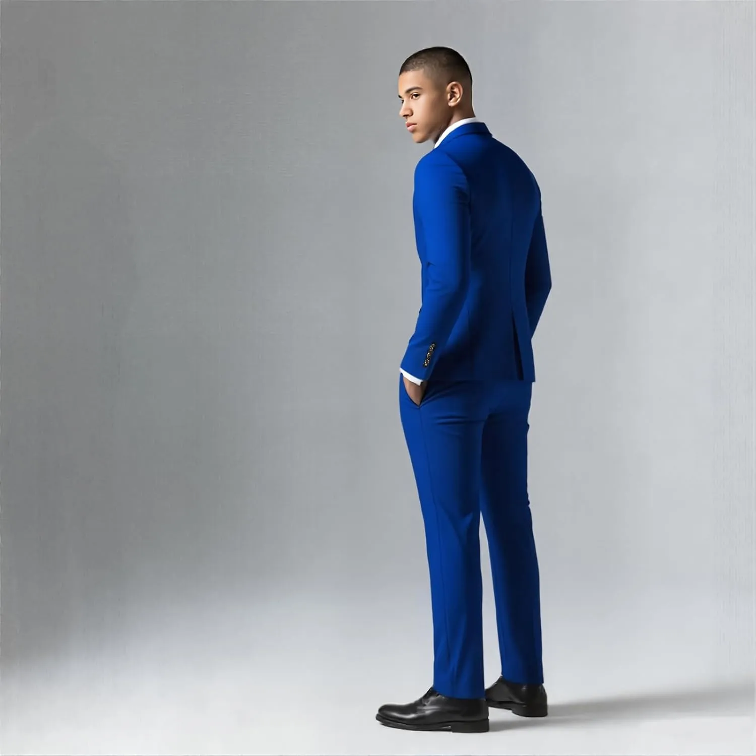 Rogers & Morris Suits for Men Slim fit 3 Piece Solid Essential One Button Suit Set Blazer with Pants and Vest