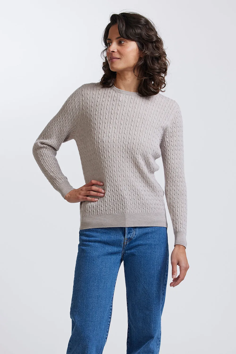 Royal Merino Rib and Cable Crew RM2057